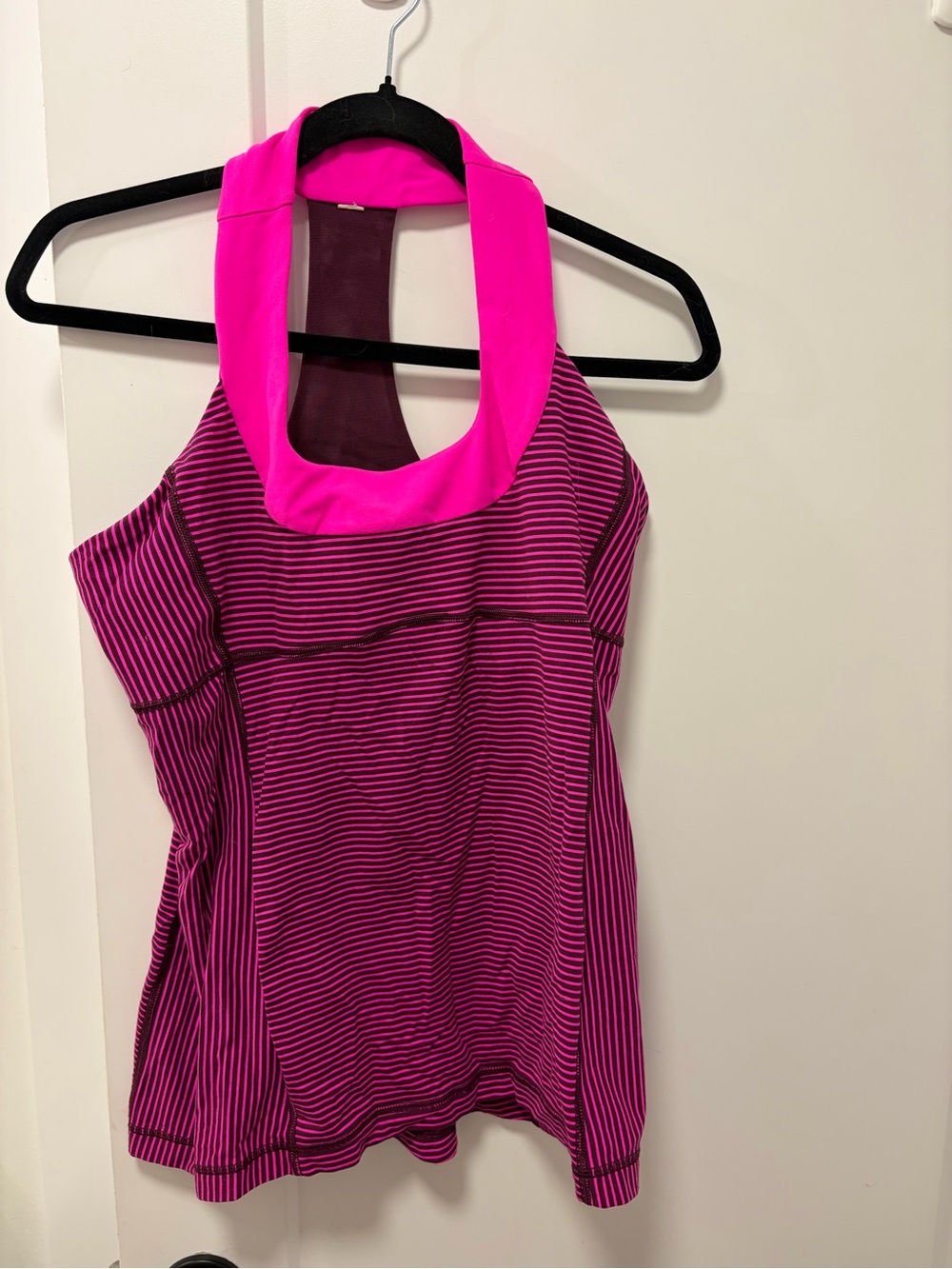 lululemon athletica Pink Striped Halter Tank